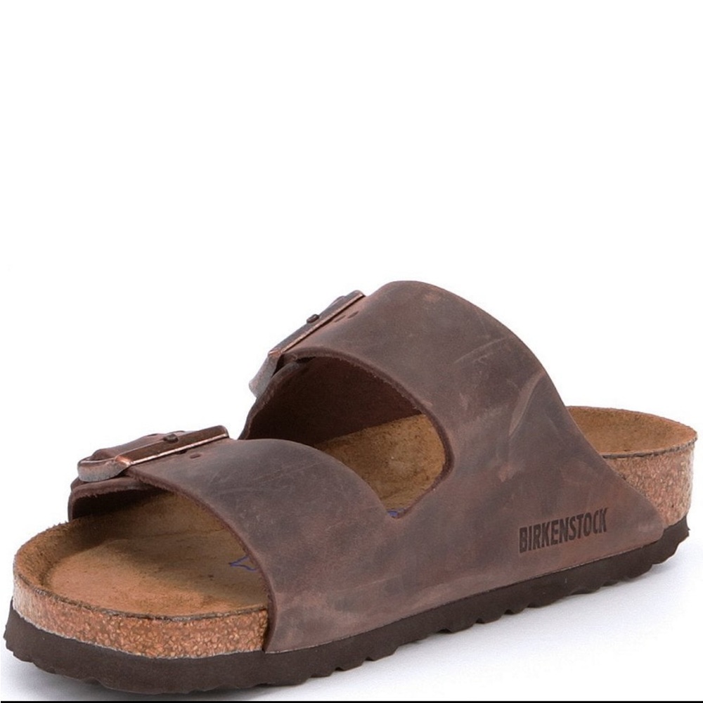 Size 5 / 36 Birkenstock Arizona Oiled Leather Habana Brown Strappy Sandal Narrow